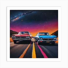 Two Cars On The Road Art Print