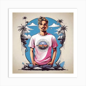 Man In Front Of Palm Trees Art Print