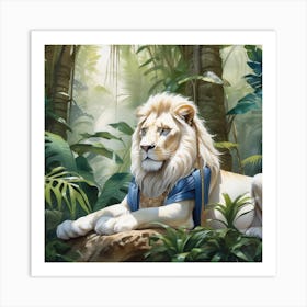 King Lion Jungle art Watercolor Art Print