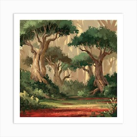 Tranquil Forest Reverie Twisted Trees And Rustling Leaves (2) Art Print