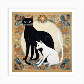 Black And White Cats Art Print