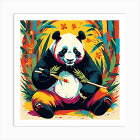 NEON GIANT PANDA BEAR Art Print