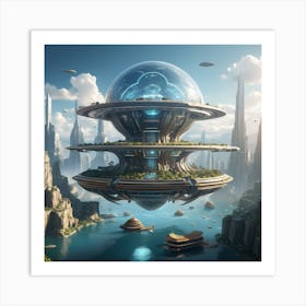 Futuristic Floating City Art Print