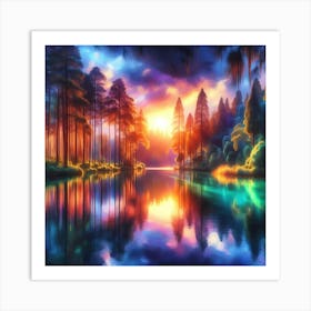 Sunset In The Forest 26 Art Print