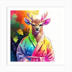 Deer In Bathrobe Art Print