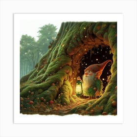 Gnome In The Forest 2 Art Print