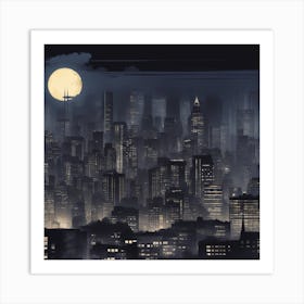 Cityscape At Night Art Print