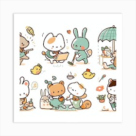 Kawaii Animal Art Print