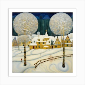 Winter Wonderland In Style Gustav Klimt Art Print