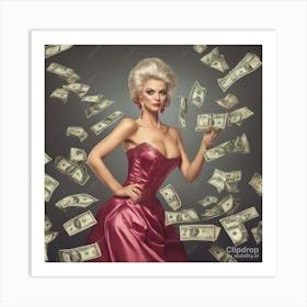 Sexy Woman With Money Art Print