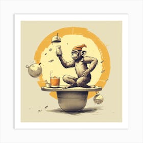 Monkey In A Cup Art Print