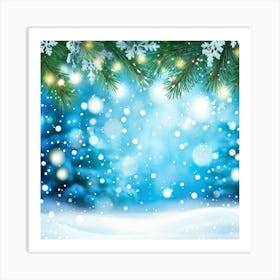 Abstract Winter Wonderland With A Closeup Of A Spruce Tree Branch Adorned With Snowflakes In The For (3) Art Print