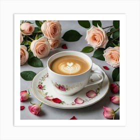 Coffee And Roses 15 Art Print