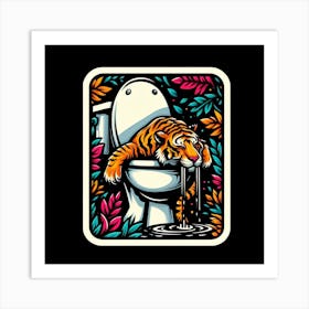 Tiger In The Toilet 1 Art Print