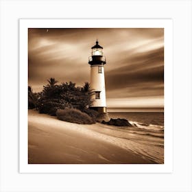 Sepia Lighthouse Art Print