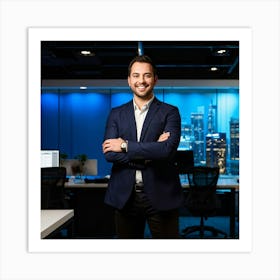 Man Standing In Office Art Print