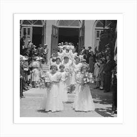 Untitled Photo, Possibly Related To Queen And Her Court Of The Fiesta Of The Holy Ghost Leave Church, Santa Clara, Art Print