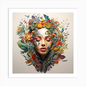 Woman with Plants Art Print