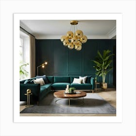 Green Living Room 1 Art Print