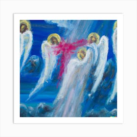 Impressionist Oil Painting Of God S Wrath On Falling Angels Art Print