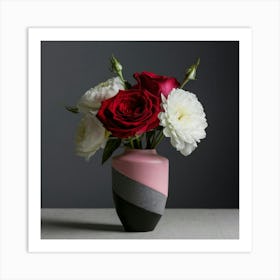 Pink Roses In A Vase 1 Art Print