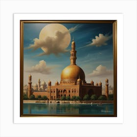 Moon Over The Mosque Art Print