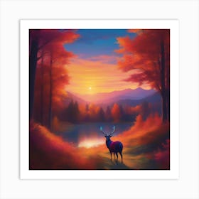 Deer In The Forest 2 Art Print