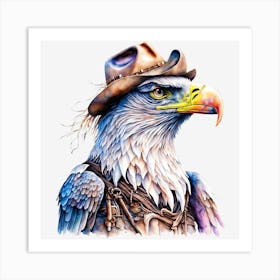 Eagle In Cowboy Hat Art Print