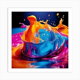 Fresh Colors Liquid 3d Design Spark Hot Palette Shapes Dynamism Vibrant Flowing Molten (16) Art Print