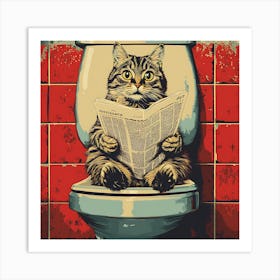 Cat Reading Newspaper 7 Art Print