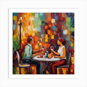 Couple At The Table 2 Art Print