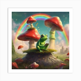 Frog and the trippy life Art Print