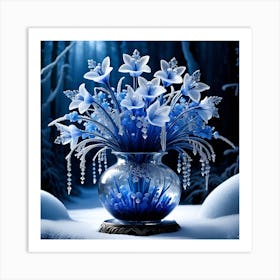 Blue Flowers In A Vase Art Print