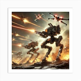 Crusher Walker Droids Engaging Aerial Targets Art Print