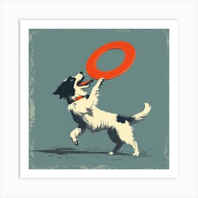 Dog With Frisbee 1 Art Print