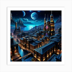 Cityscape At Night Art Print