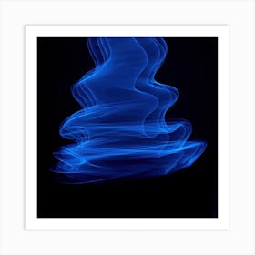 Glowing Abstract Blue Curved Lines Art Print