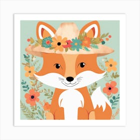 Floral Baby Fox Nursery Illustration (27) Art Print
