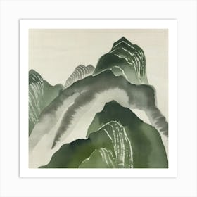 Japanese Watercolour Of Mount Ontake 1 Art Print