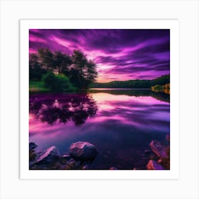 Purple Sky Over Lake Art Print