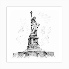 A Statue Of Liberty In New York Hand Drawn Sketc 1719922810 2 Art Print