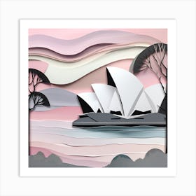 Sydney Opera House Textured Landscape soothing Pastels Art Print