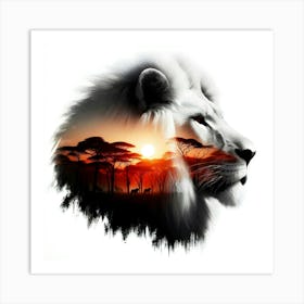 Sunset Lion 2 Art Print