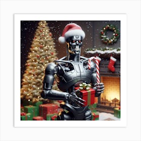 Robot Christmas Gift Art Print