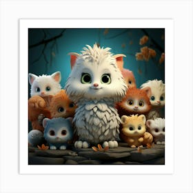 Group Of Cats Art Print