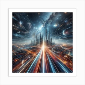 Futuristic City In Space 1 Art Print