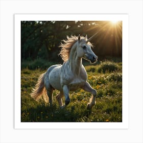 Unicorn In The Meadow Art Print