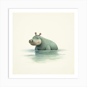 Hippo In The Water Poster