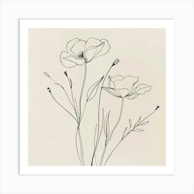 Line Art Of Flowers 2 Art Print