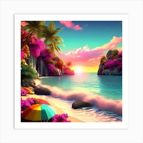 Sunset On The Beach Art Print